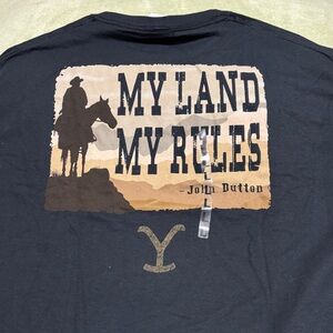 Black Graphic  Yellowstone T-Shirt Dutton Ranch My Rules Size L